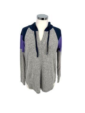 Market & Spruce Colorblock Soft Hoodie Gray Purple Blue Size Small NWT